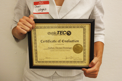 Evalutec Certificate of Evaluation