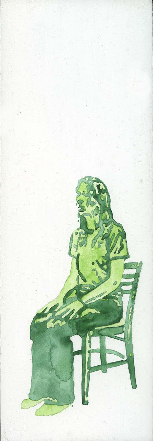 green person sitting in chair