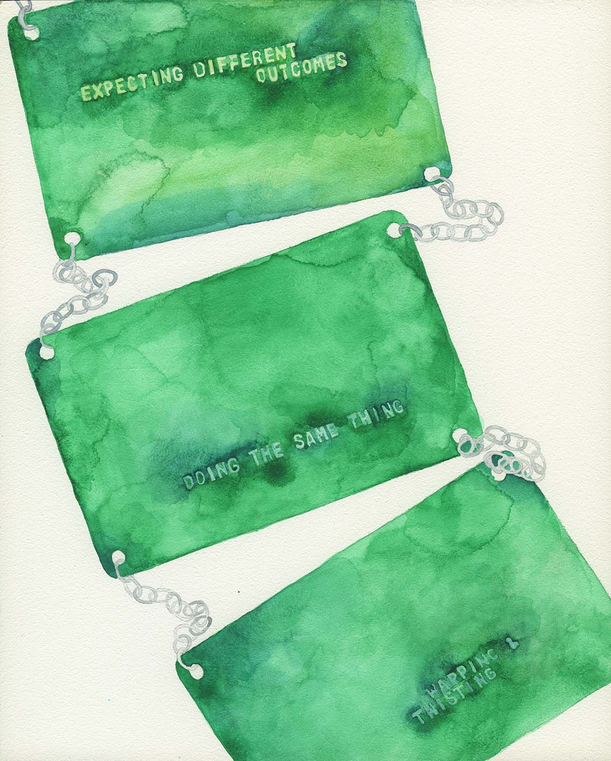 watercolor of a credit card that says 'adornment'