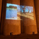video projected on silos