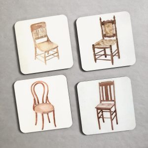 Watercolor chair portrait coasters