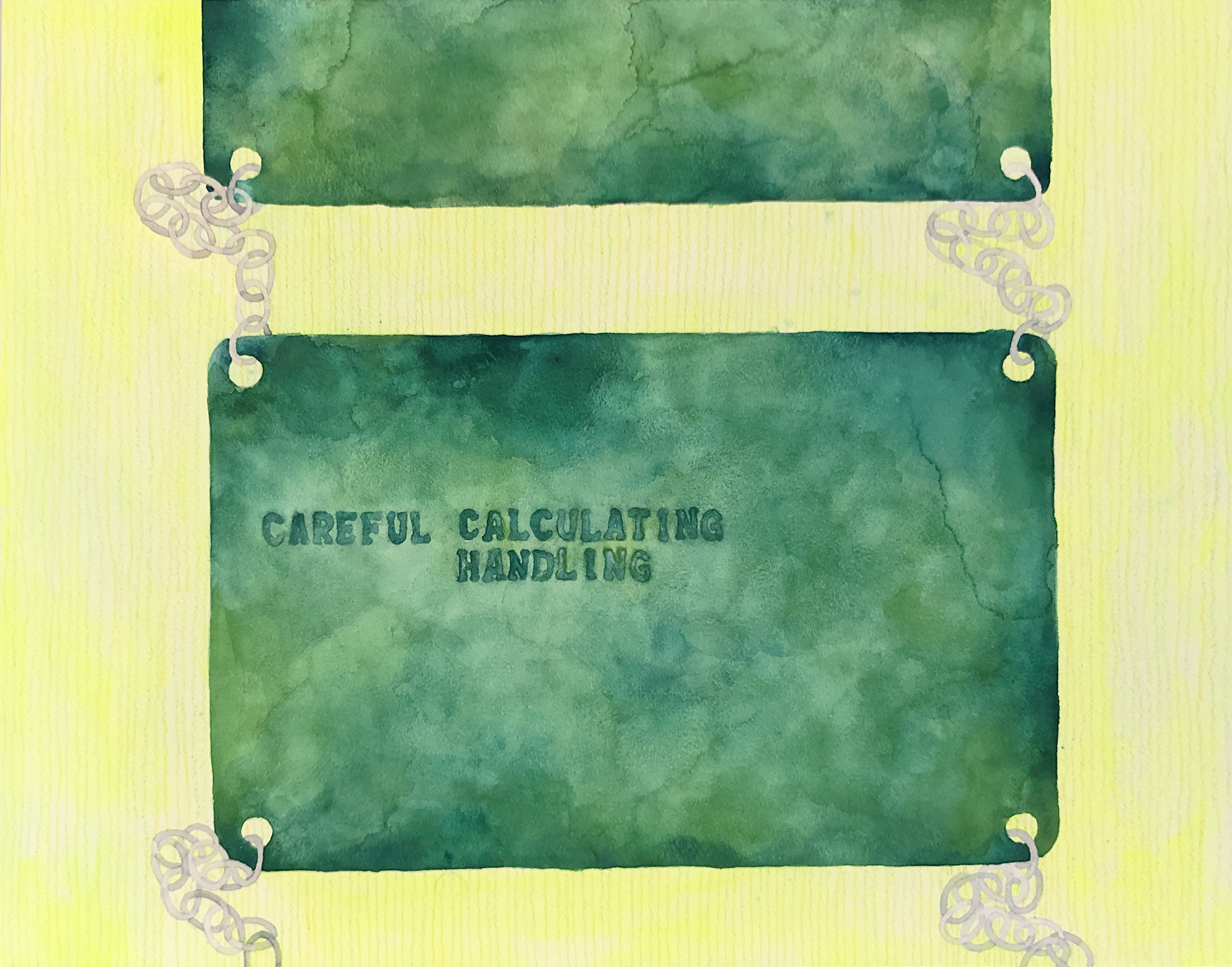 watercolor of green credit cards
