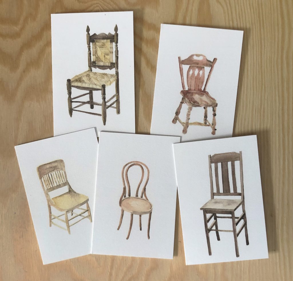 5 watercolor chairs