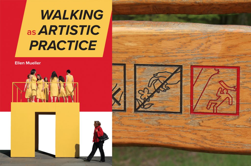 Cover of Walking as Artistic Practice book with pictures of signage