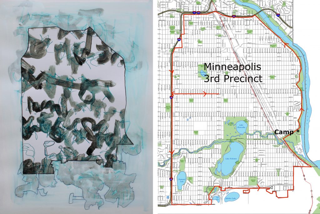 a drawing and map of the Minneapolis 3rd precinct